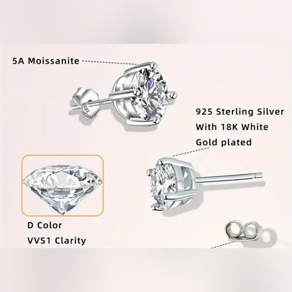 Genuine Moissanite Earrings in 18k Gold over Sterling Silver ✨️ - Picture 7 of 7
